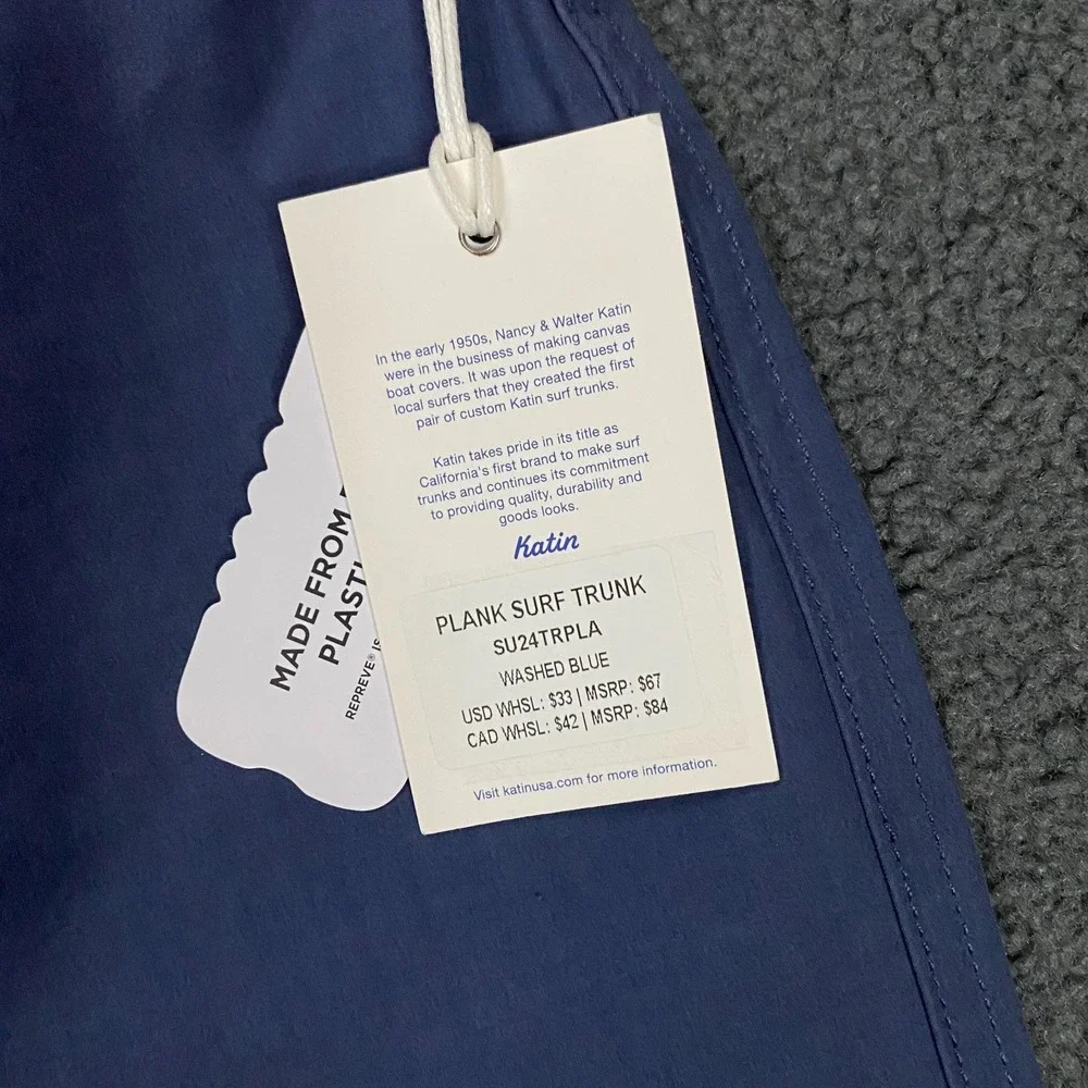 Katin Plant Surf Trunk Mens 32 Blue No Liner Stretch Board Short Swim Hybrid